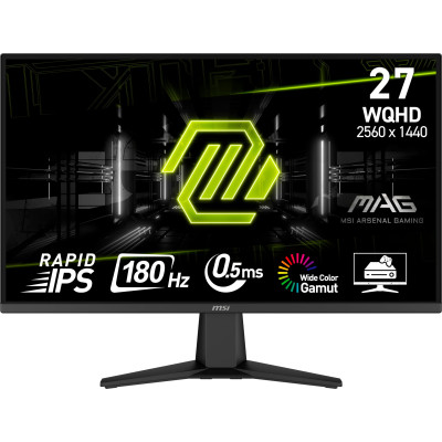 MSI Монітор 27" MAG 275QF 2xHDMI, DP, Audio, IPS, 2560x1440, 180Hz, 0.5ms, sRGB 101%, AdaptiveSync