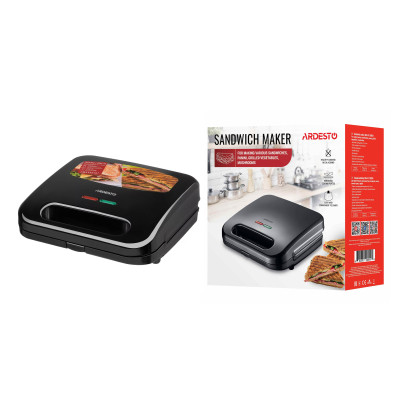 ARDESTO Сендвічмейкер 700Вт, 1 пластина-гриль, корпус-пластик, чорний