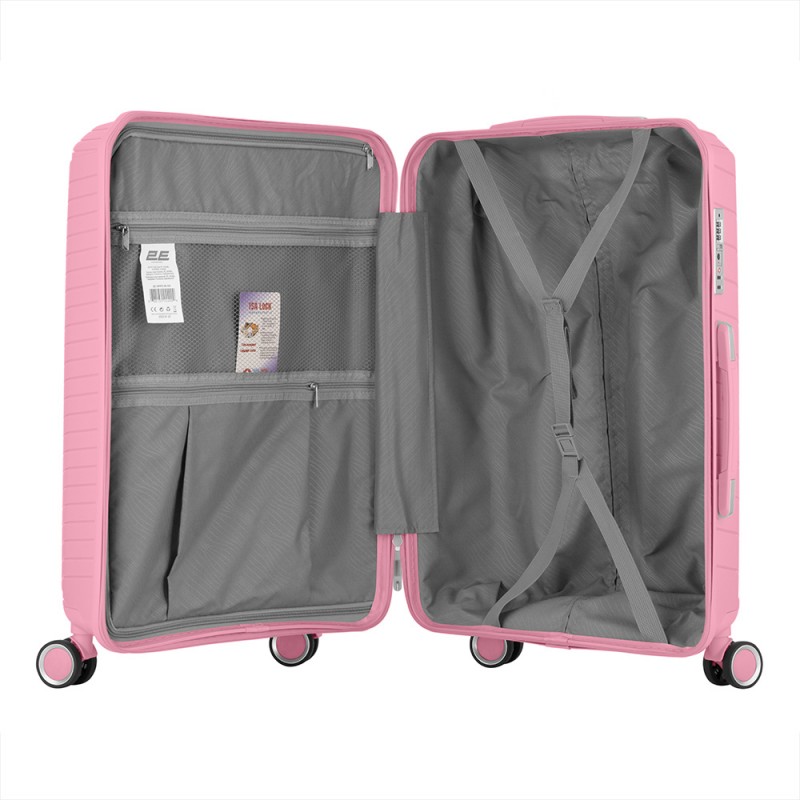 2E Набір пластикових валіз , SIGMA,(L+M+S), 4 колеса, рожевий