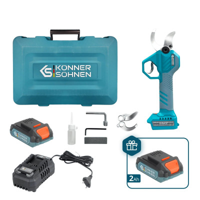 Könner & Söhnen Секатор акумуляторний Konner&Sohnen KS CPS20V-40 CASE PLUS 20В акб 2х2А·рік d 20-40мм ЗП кейс 1кг