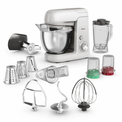 Tefal Кухонная машина Bake Partner 1100Вт, чаша-метал, корпус-пластик, насадок-8, білий