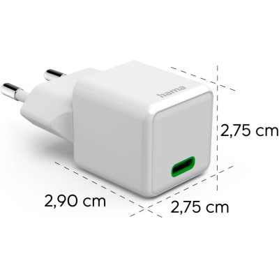 HAMA Зарядний пристрій мережевий 25Вт USB-С, PD, білий