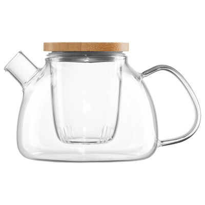 ARDESTO Заварник Ardesto Gemini 1000мл, боросилікатне скло, бамбук, прозорий