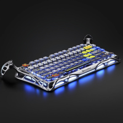 GravaStar Клавіатура механічна Mercury K1 Pro 80keys, GravaStar x Kailh Speedy Mint, BT/WL/USB, RGB, Interstellar Silver