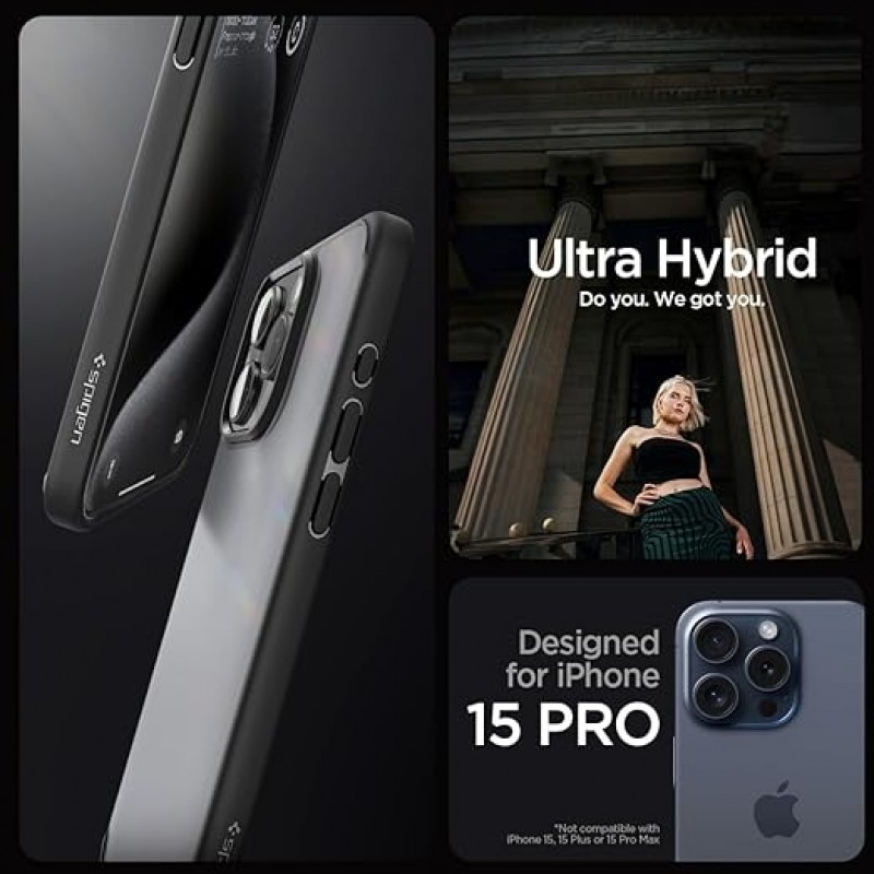 Spigen Чохол для Apple iPhone 15 Pro Ultra Hybrid, Frost Black