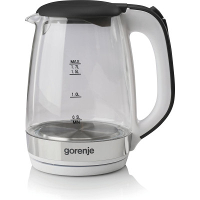 Gorenje Електрочайник 1.7л, 2,200 Вт, strix контроль, скло, білий