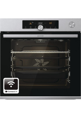 Gorenje Духова шафа електрична, 77л, A+, TouchFree, пара, дисплей, Wi-Fi керування, піроліз, готув. на різн рівнях, нерж