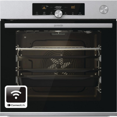 Gorenje Духова шафа електрична, 77л, A+, TouchFree, пара, дисплей, Wi-Fi керування, піроліз, готув. на різн рівнях, нерж