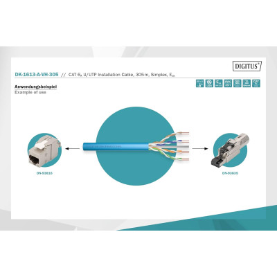 Digitus CAT 6A U-UTP, 305m, AWG 23/1, LSZH, голубой Digitus CAT 6A U-UTP, 305m, AWG 23/1, LSZH, голубой
