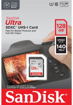 SanDisk Карта пам'яті SD 128GB C10 UHS-I R140MB/s Ultra