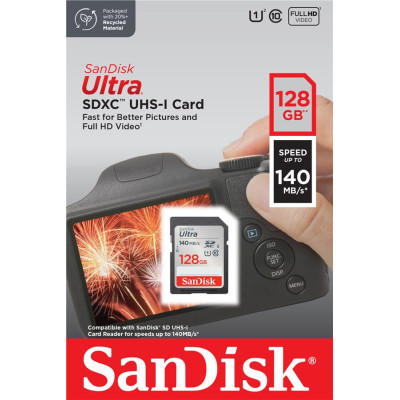 SanDisk Карта пам'яті SD 128GB C10 UHS-I R140MB/s Ultra