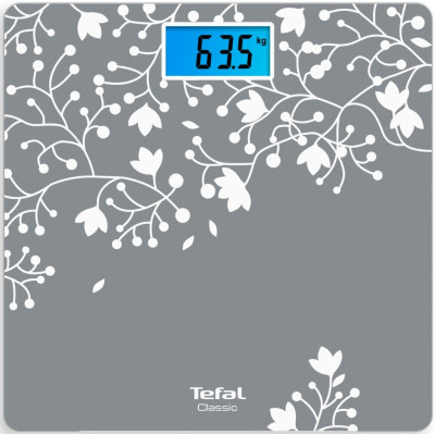 Tefal Ваги підлогові Classic Blossom, 160кг, AAAx2 немає у компл., скло, срібло