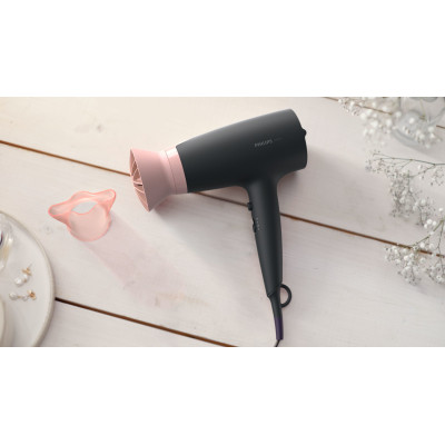 Philips Фен 3000 Series, 2100Вт, 3 режими, іонізація, хол. обдув, чорно-рожевий
