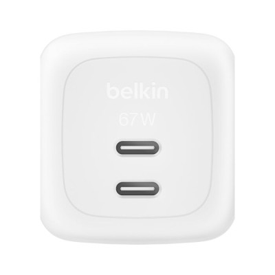Belkin Зарядний пристрій мережевий Belkin 67Вт 2хUSB-С GAN PD PPS, білий