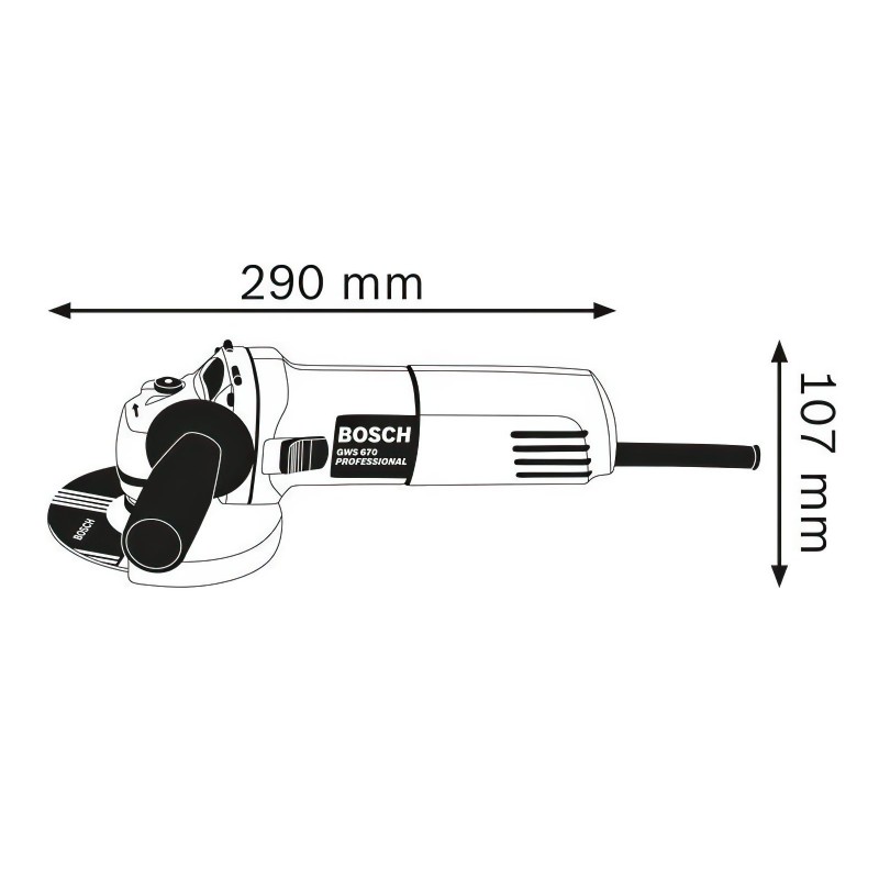 Bosch Шліфмашина кутова GWS 670, 125мм, 670Вт, 12000об•хв, 1.6кг