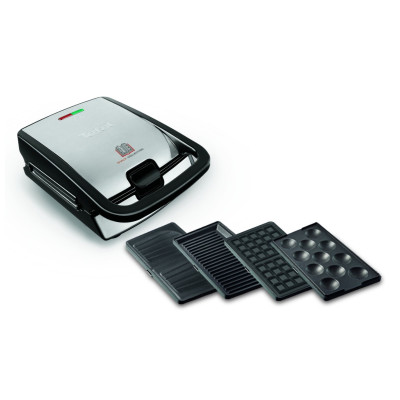 Tefal Мультимейкер Snack collection 700Вт, тефлон, 3 пластини, корпус-нержав.сталь/пластик, чорний