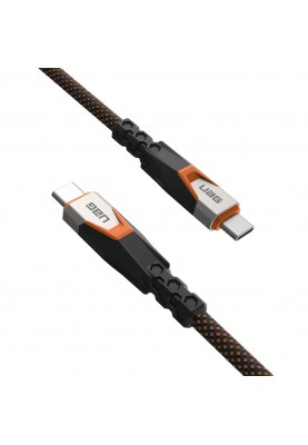 UAG Кабель USB-C > USB-C 3.2 заряджання/синхронізації 0.75м, 240Вт, Type-C, Rugged Double Braided Nylon, Black/Orange