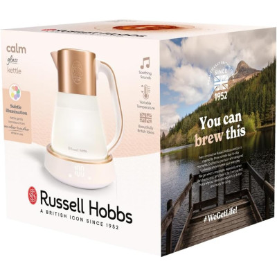 Russell Hobbs Електрочайник Calm, 1.7л, скло, біло-мідний