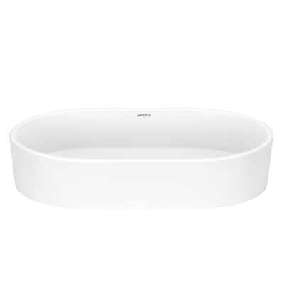 ARDESTO Раковина, умивальник ARDESTO Elle, штучний камінь, овальна, без отвору для змішувача та переливу, 540x350x110мм, накладний, білий