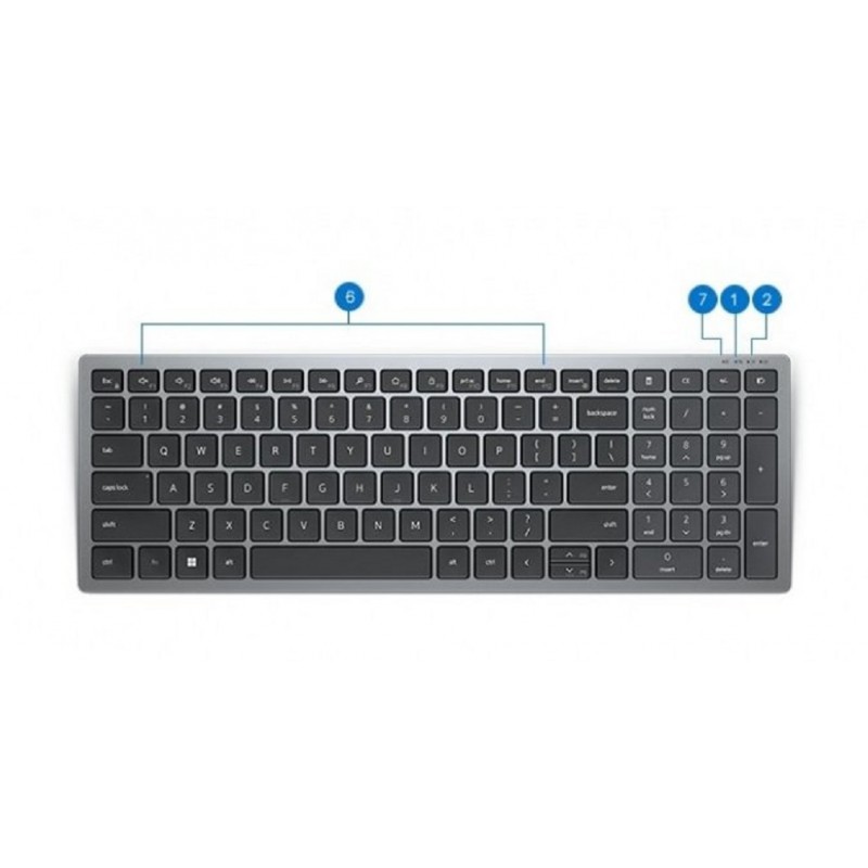 Dell Клавіатура Compact Multi-Device Wireless Keyboard - KB740 - Russian(QWERTY)