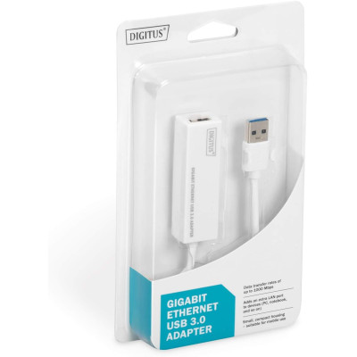 Digitus Адаптер USB 3.0 to Gigabit Ethernet, білий Digitus Адаптер USB 3.0 to Gigabit Ethernet, білий