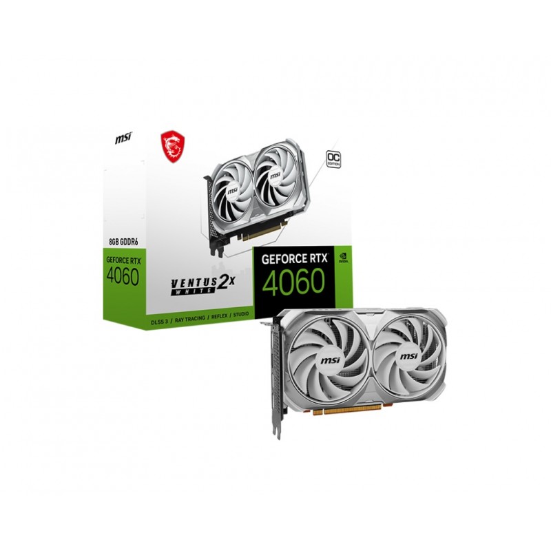 MSI Відеокарта GeForce RTX 4060 8GB GDDR6 VENTUS 2X WHITE OC білий