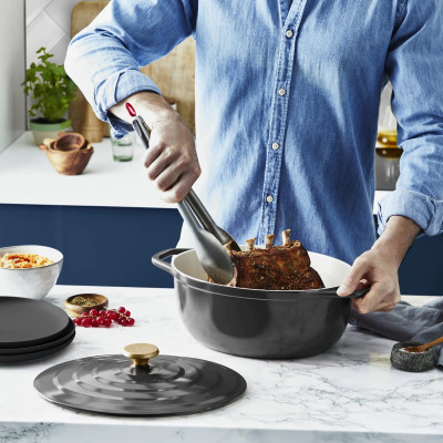 Tefal Каструля Tefal Air, з кришкою, 5.7л, алюміній, чорний