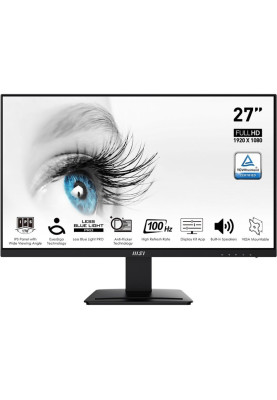 MSI Монітор 27" PRO MP273A D-Sub, HDMI, DP, MM, IPS, 100Hz, 4ms, sRGB 106%
