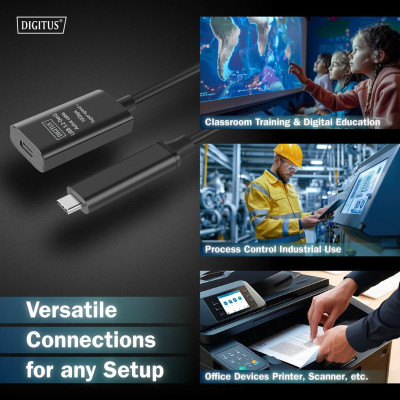 Digitus Подовжувач DIGITUS USB 3.2 Gen2 Active Cable 10G, C/M-C/F, 5м, чорний