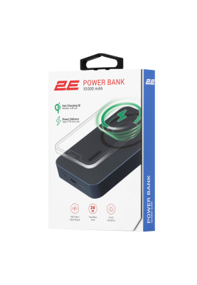 2E Акумулятор портативний літій-іонний Power Bank Wireless QI 5000мА·рік, 20Вт, PD, синій