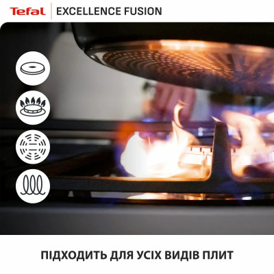 Tefal Сковорода для млинців Tefal Excellence Fusion, 25см, алюміній, бакеліт, чорний Tefal Сковорода для млинців Tefal Excellence Fusion, 25см, алюміній, бакеліт, чорний