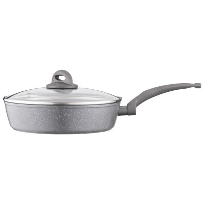 ARDESTO Сковорідка Gemini Gourmet з кришкою 26 см, сірий мармур, алюміній