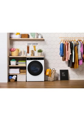 Gorenje Пральна машина фронтальна, 8кг, 1400, A+++, 55см, дисплей, інвертор, пара, Wi-Fi, білий