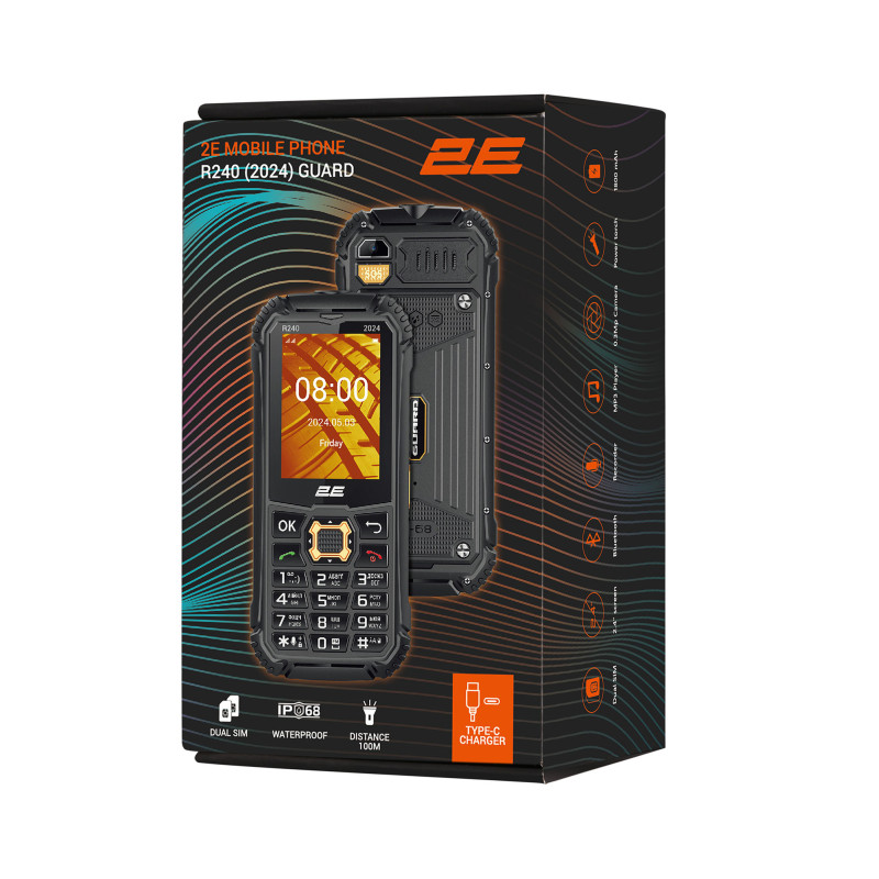 2E Мобільний телефон R240 2024 2.4" 2SIM, 1800мА•год, чорний