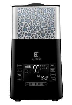 Electrolux Зволожувач повітря ультразвуковий, 50м2, 5л, 400мл/г, електр. кер-ння, пульт ДК, гігростат, теплий пар, чорний