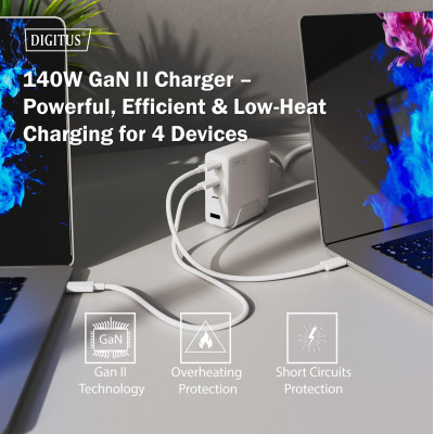 Digitus Зарядний пристрій GaN 3хUSB-C, 1хUSB-A, 140W