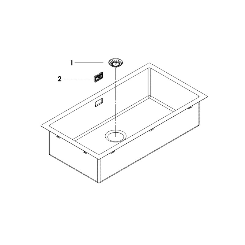 Grohe Мийка кухонна K700, нерж.сталь, прямокут., без крила, 800x400x200мм, чаша - 1, універсальна, нержавіюча сталь