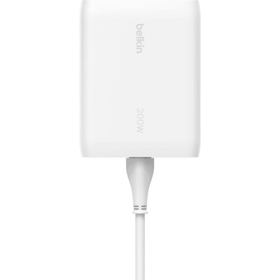 Belkin Зарядне пристрій мережевий 200Вт 4хUSB-С GAN PD PPS, білий