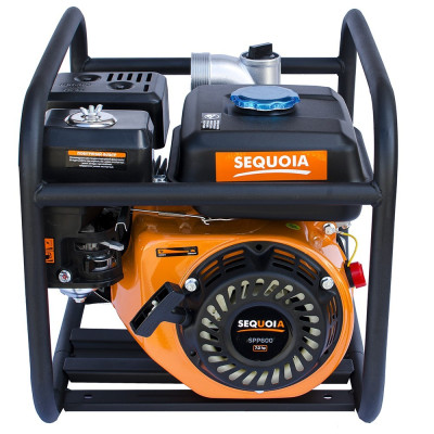 SEQUOIA Мотопомпа бензинова SEQUOIA SPP600 для чистої води, 5.15кВт/7.0к.с., 600л/хв, висота 30м, 5мм, бак 3.5л, діаметр патрубків 2"/50мм, ручний старт, 20.73