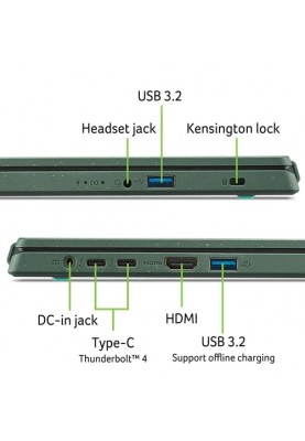 Acer Ноутбук Aspire Vero AV15-53P 15.6" FHD IPS, Intel i5-1335U, 16GB, F512GB, UMA, Lin, зелений