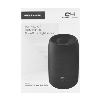 Cooper&Hunter Зволожувач повітря CH-2820TWF 30м2, 2л, 280мл/г, ультразвуковий, верхня затока, WI-FI, гігростат, аромакапсула, підсвічування, чорний