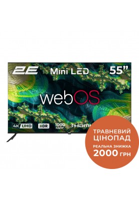 2E Телевізор 55" MiniLED 4K 60Hz Smart WebOS Black