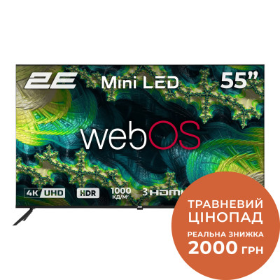 2E Телевізор 55" MiniLED 4K 60Hz Smart WebOS Black