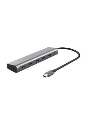 Trust Хаб Halyx USB-C > 5xUSB-C , Алюміній, 0.1м, сірий