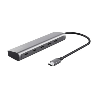 Trust Хаб Halyx USB-C > 5xUSB-C , Алюміній, 0.1м, сірий