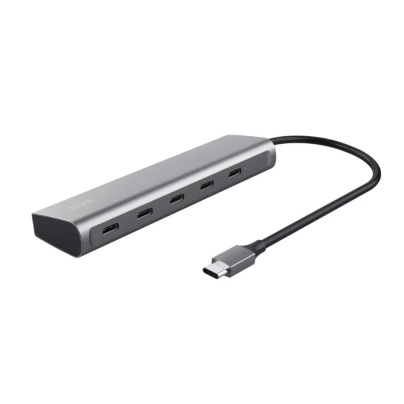 Trust Хаб Halyx USB-C > 5xUSB-C , Алюміній, 0.1м, сірий