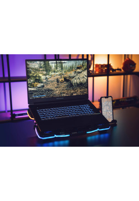 2E Gaming Підставка для ноутбука CPG-011, до 17.3", 1xUSB-A, 1xUSB-C, LCD, RGB, чорний