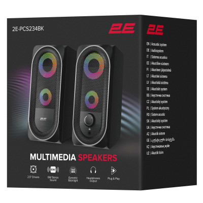 2E Акустична система PCS234 RGB, 2.0, USB, Black 2E Акустична система PCS234 RGB, 2.0, USB, Black