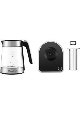 Russell Hobbs Електрочайник Attentiv Kettle, 1.7л, Strix, скло, база зі сховищем для шнура, сірий