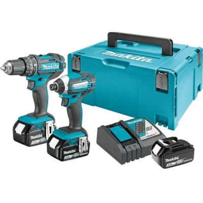 Makita Набір акумуляторних інструментів DLX2131JX1 (DHP482Z, DTD152Z, DC18RC, акум BL1830х3 шт-3.0 Аг., кейс Makpac), LXT Makita Набір акумуляторних інструментів DLX2131JX1 (DHP482Z, DTD152Z, DC18RC, акум BL1830х3 шт-3.0 Аг., кейс Makpac), LXT